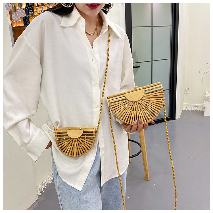 Handmade hollow bamboo bag cylindrical strip