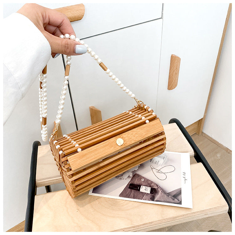 Handmade hollow bamboo bag cylindrical strip