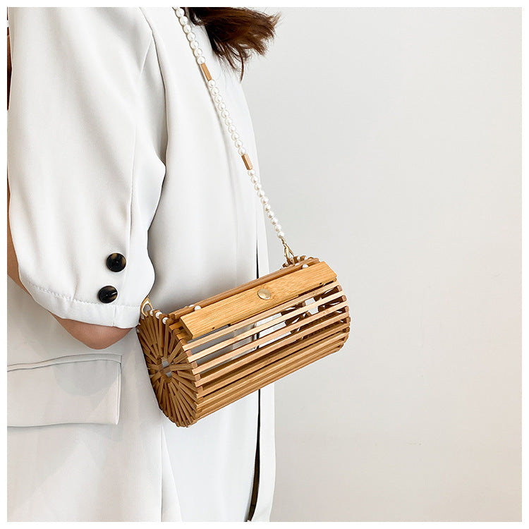 Handmade hollow bamboo bag cylindrical strip