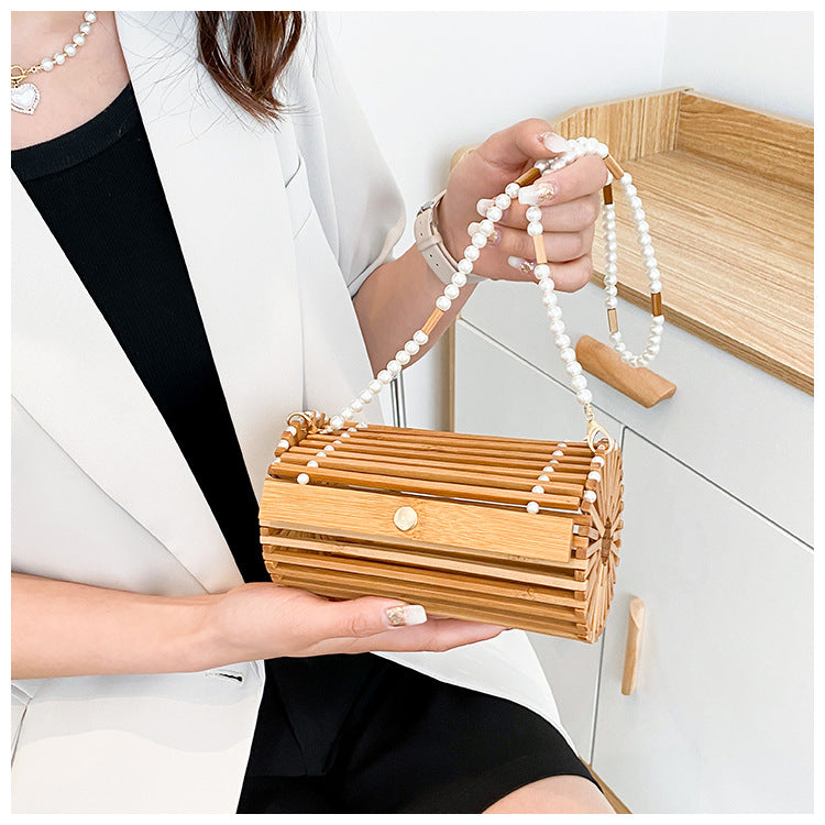 Handmade hollow bamboo bag cylindrical strip