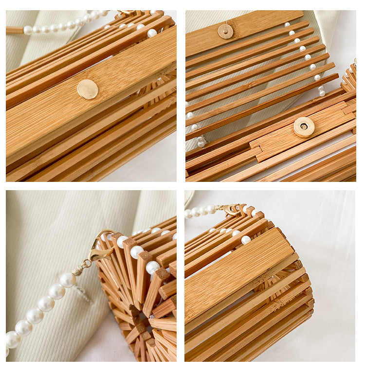 Handmade hollow bamboo bag cylindrical strip