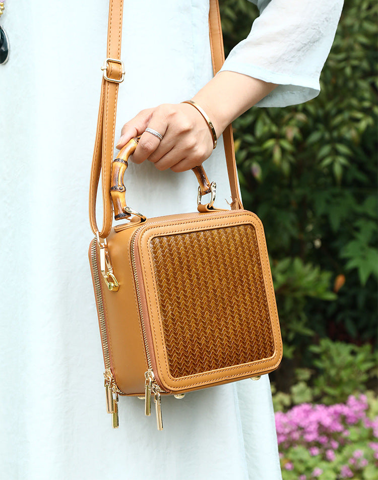 Handmade bamboo leather bag