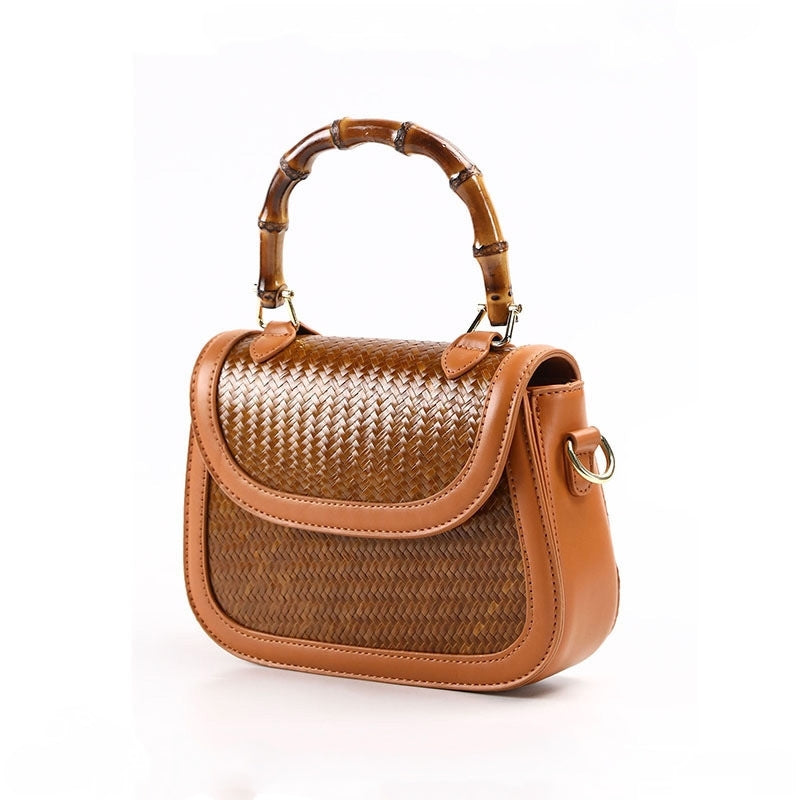 Handmade bamboo leather bag